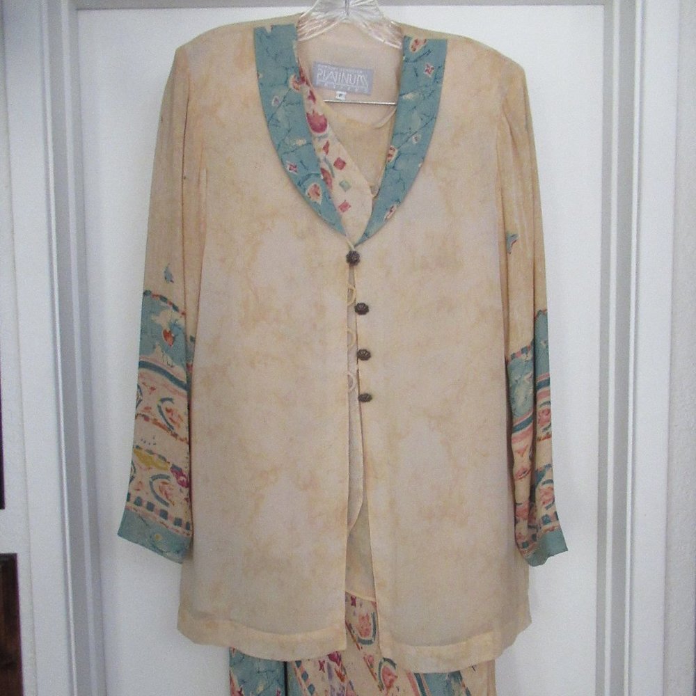 PLATINUM Set: Long skirt, Jacket and two different tops Size Small Petite